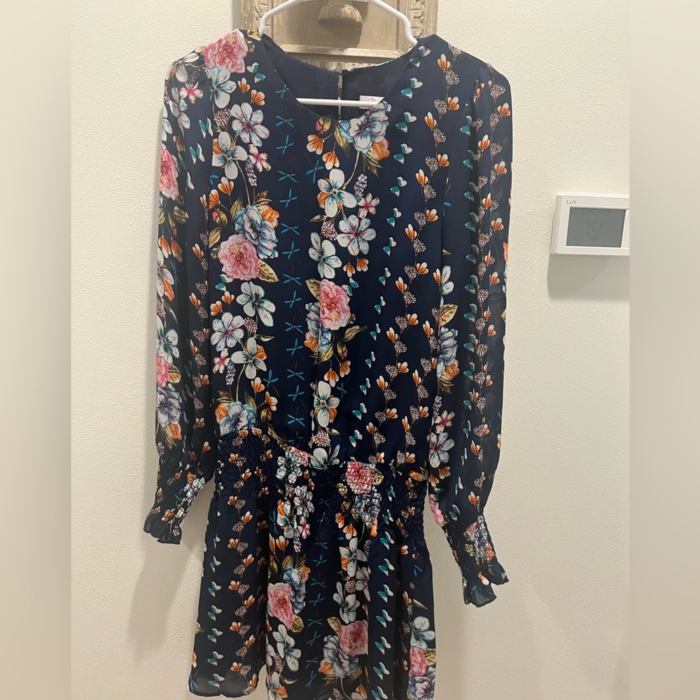 Parker NY Navy Meadow Floral Dress